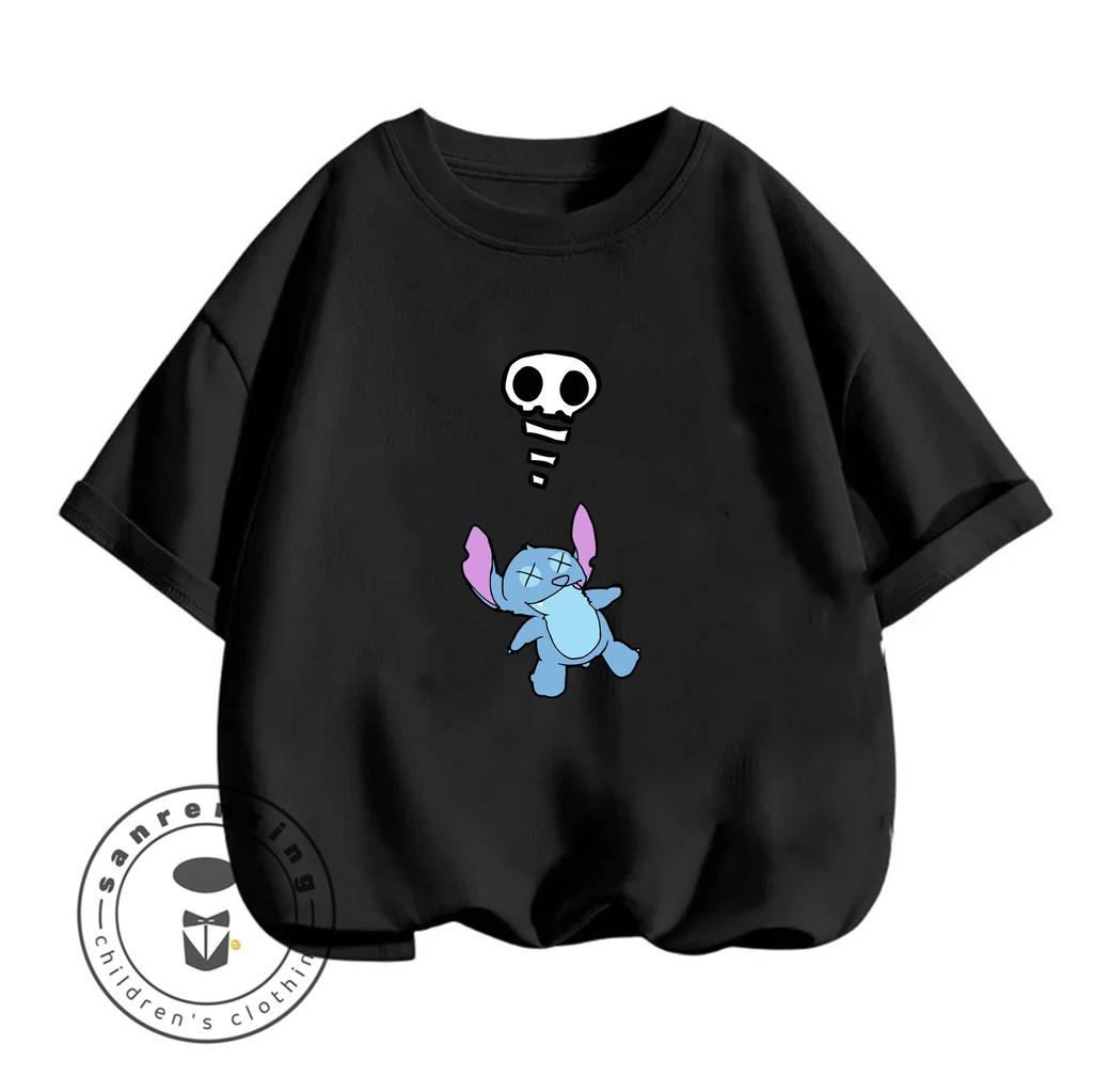 Stitch Alien Smiley Vzor 2026 Tričko Dívky Léto Horký Výprodej Ležérní Horní Díl Nový Dětský Klučičí Styl
