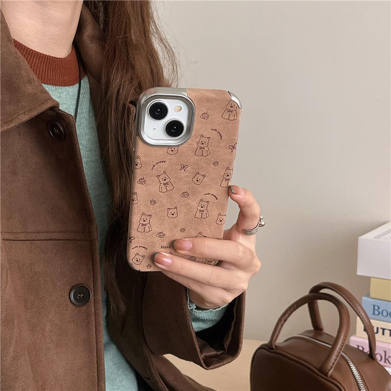 Autumn and Winter Brown Cute West Highland Dog for 12 for Apple 16 Mobile Phone Case for IPhone15ProMax/13/14