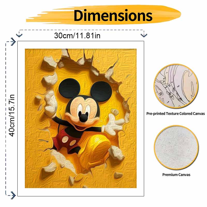 Disney 3D Mickey Wall Paint By Number Kit Drawing Canvas DIY Picture Home Decor Art Gift Sets For Adult Wall Decor Unique Design