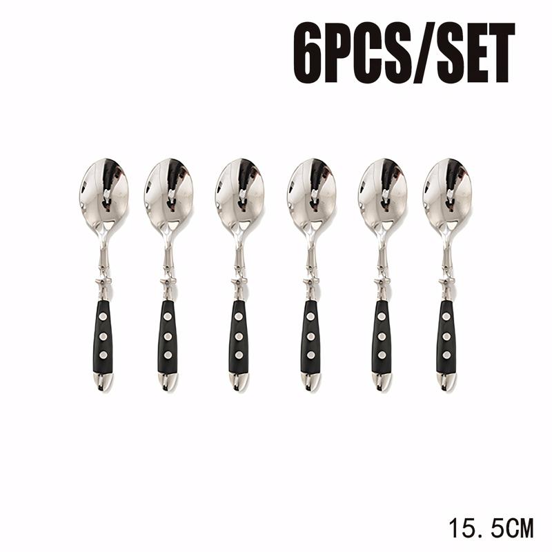 Hotel Stainless Steel Table Knife Fork Spoon Sets Teaspoon Teafork Steak Knife Cutlery Restaurant Serviing Set Black Wood Handle