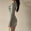 South Korea Chic Autumn French Pure Desire Sle Zip-up Double Pocket Slim Fit Slimming Long Sleeve Hoodie Dress Women