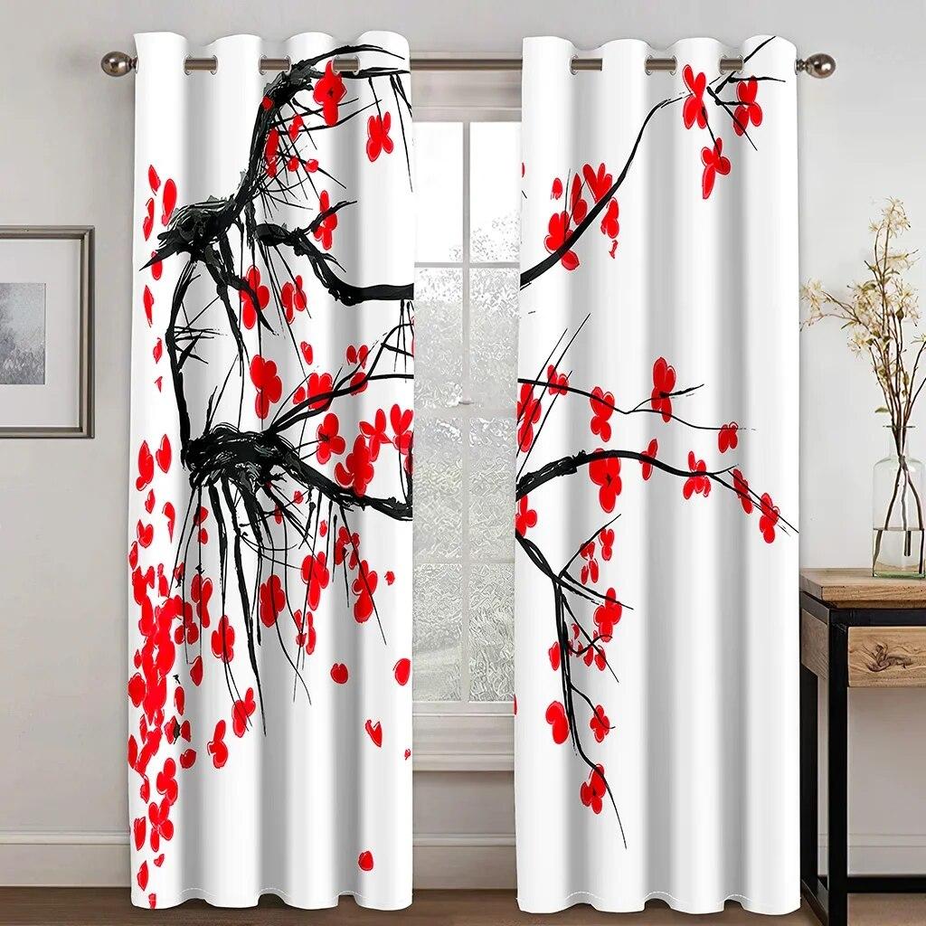 French Red Rose Romantic Love Flower Window Curtains Blinds For Living Room Bedroom Bathroom Kicthen Door Home Decor