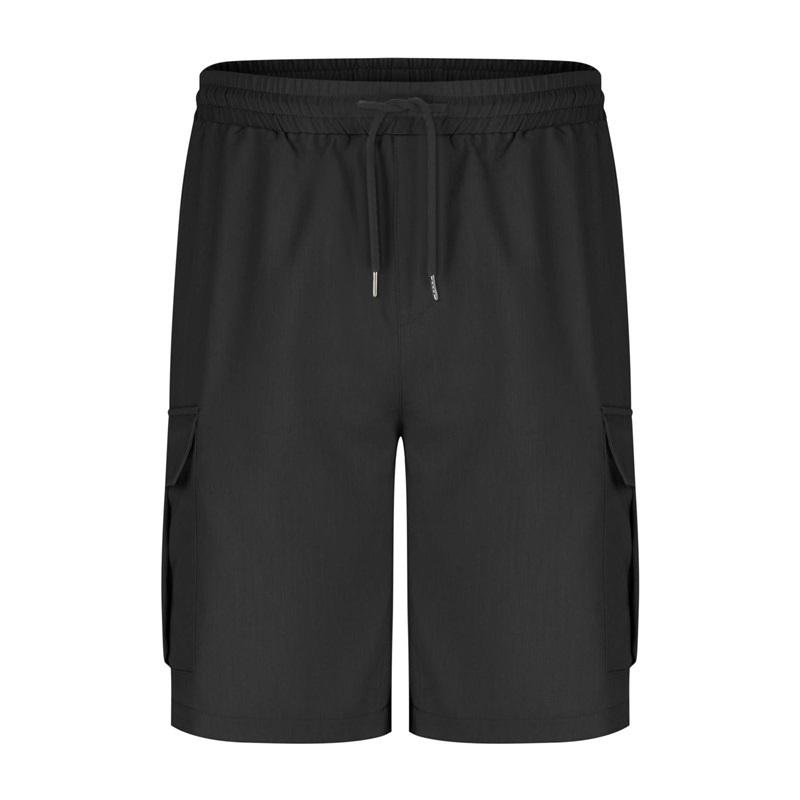 Men's Solid Color Drawstring Elastic Waist Multi-pocket Straight Five-point Pants Shorts Overalls Casual Pants