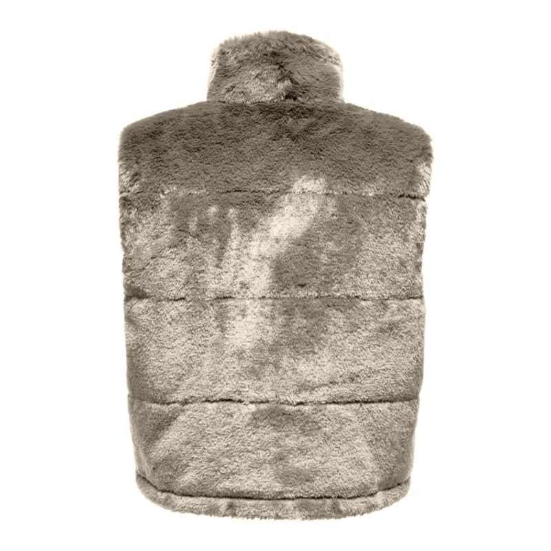Women's Weathered Teak Faux Fur Vida Sleeveless Jacket ONLY