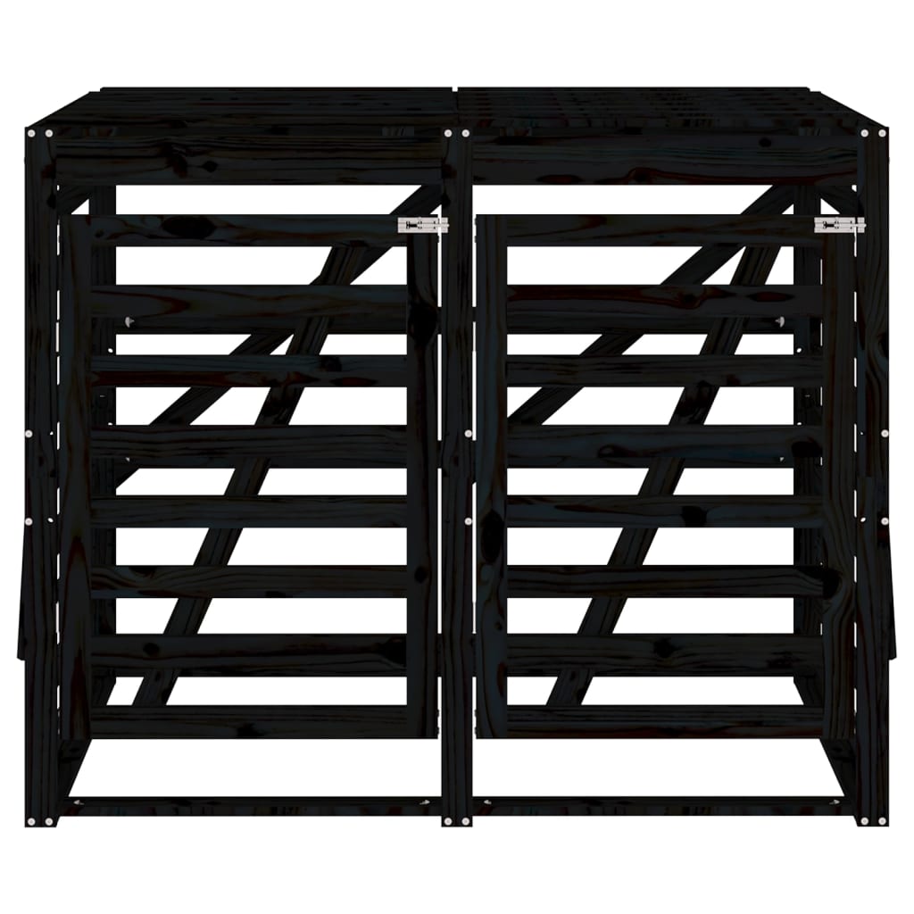 2 Ton Waste Bin Enclosure Black Solid Pine Wood