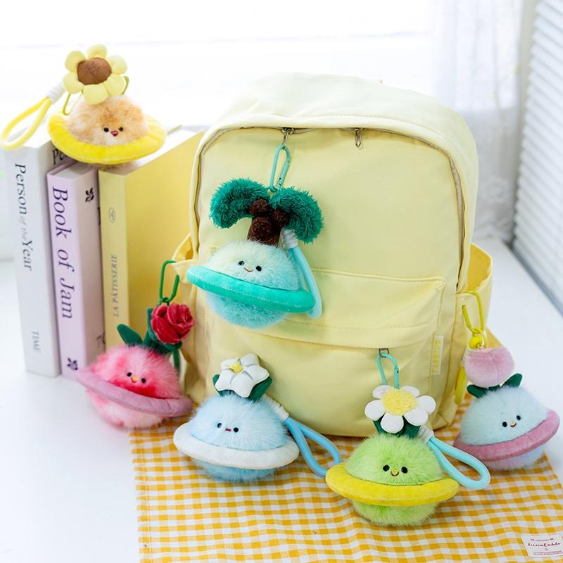 Saturn Earth Moon Jupiter Mercury Mars Plush Keychains Pendant Kawaii Girls Backpack Phone Plush Keyring Good Quality Pendant