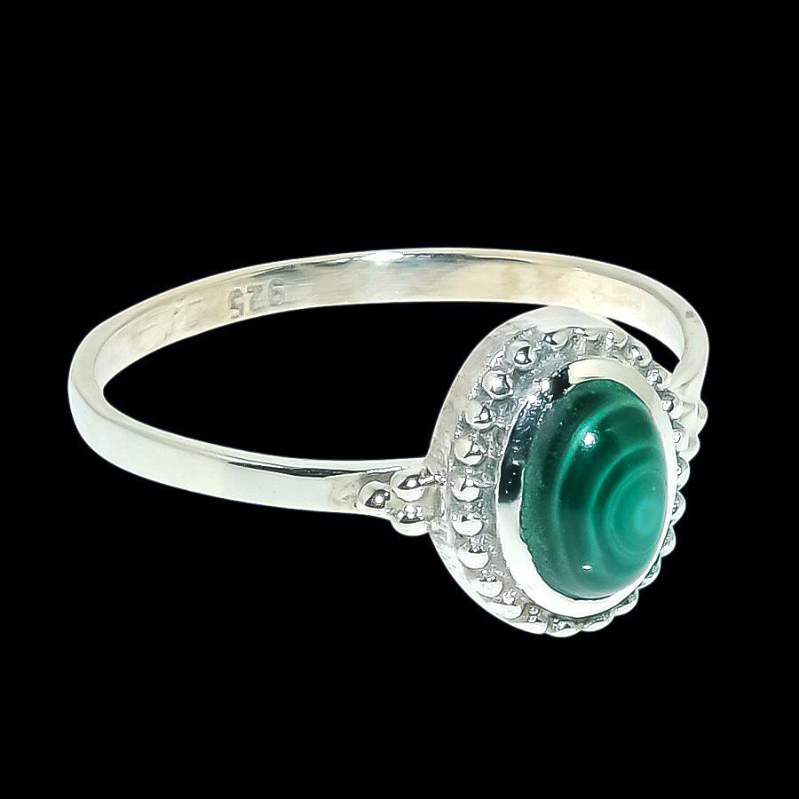 

Кольцо из чистого серебра 925 пробы с натуральным малахитом ручной работы, размер 8 h0T65