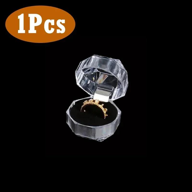 

Acrylic Crystal Ring Box Wedding Jewelry Display Organizer Storage Case Transparent Ring Earring Jewelry Gift Packaging Boxes