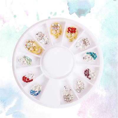 12 Stück/Rad Schädel Legierung Nagelschmuck Strass Nail Art Dekoration