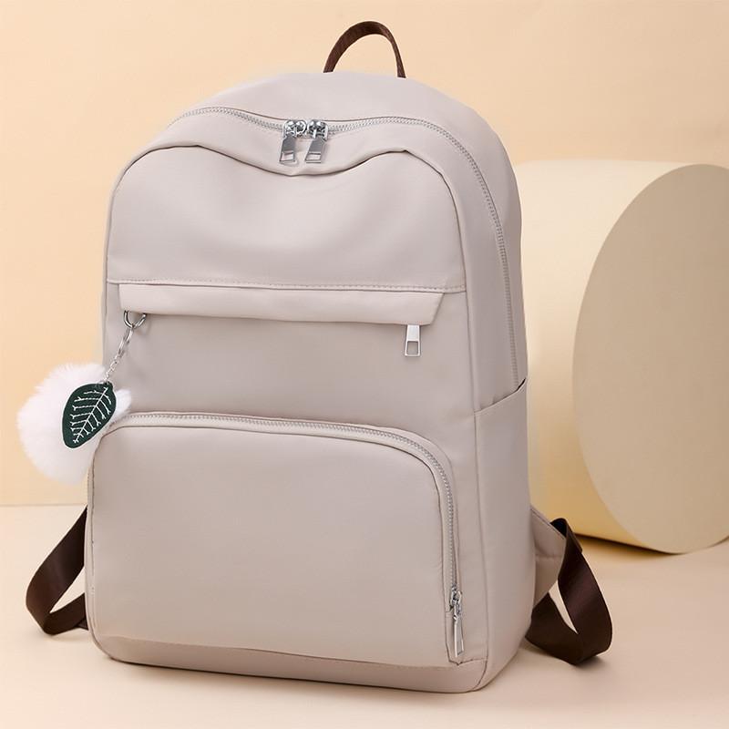 

IELGY New Women s Oxford Cloth Backpack Simple Large Capacity Solid Color Commuter School Bag Fashion Casual Light Travel Bag бежевый