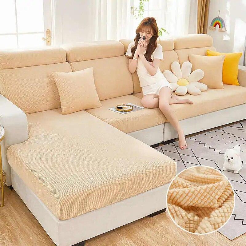 Livingroom Jacquard Sofa Cushion Cover Stretch Washable Removable Couch Covers Universal 1/2/3/4 Seat