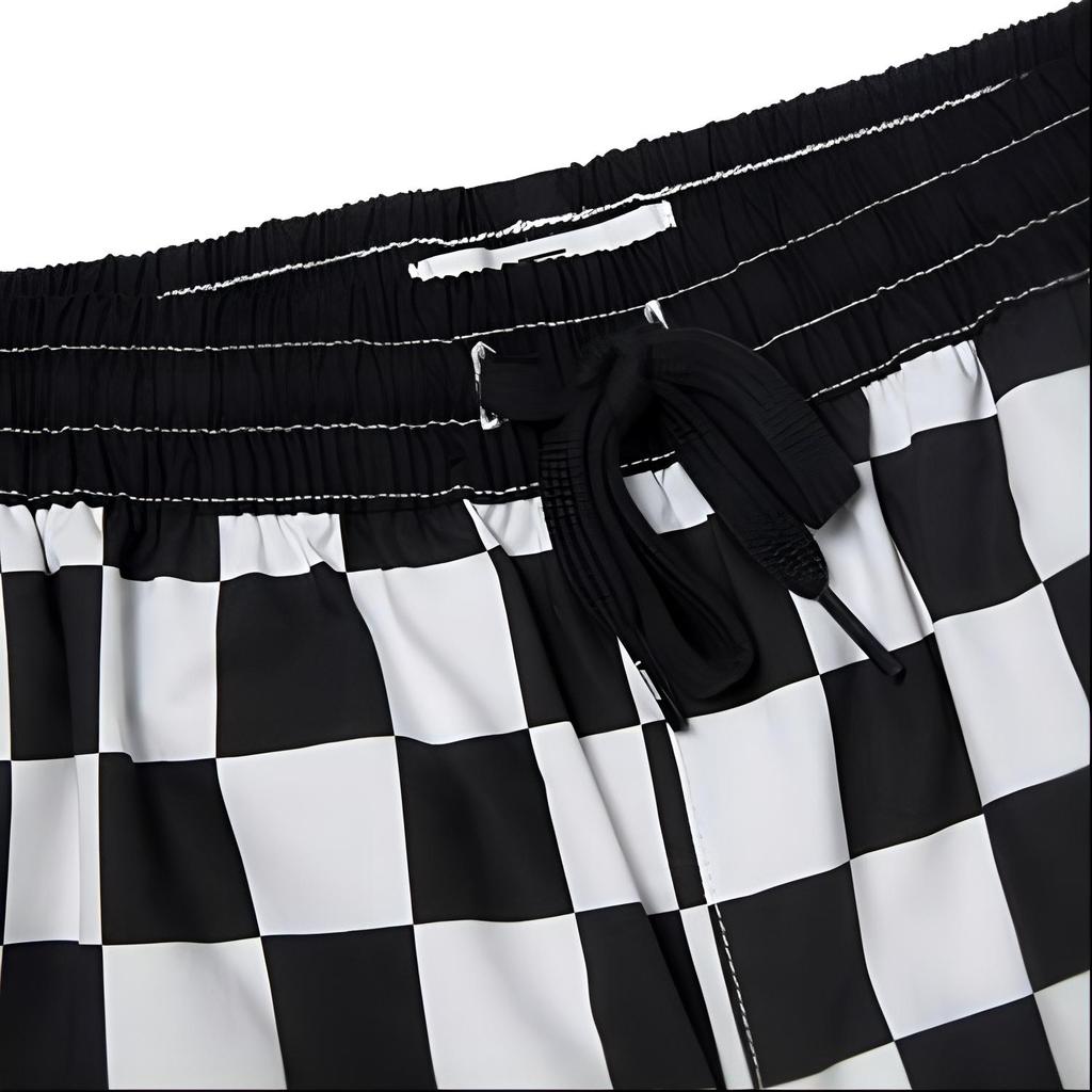 Vans Black And White Checkerboard Print Casual Straight Leg Shorts Women shorts VN0A4MN1J0Z