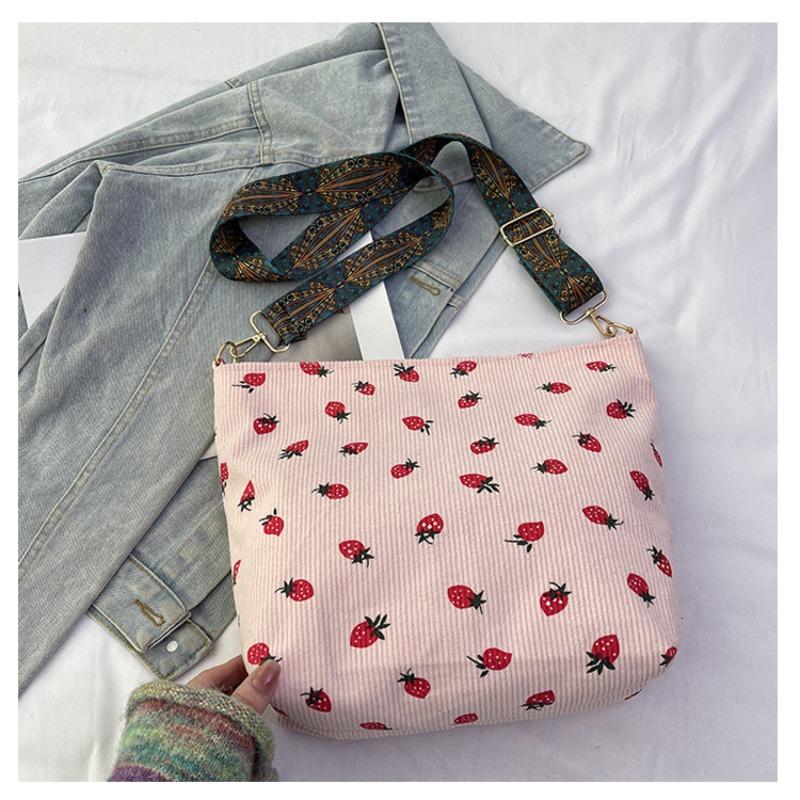 

Personalized fashion single shoulder corduroy shopping bag summer new beautiful simple leisure student class tote bag розовый