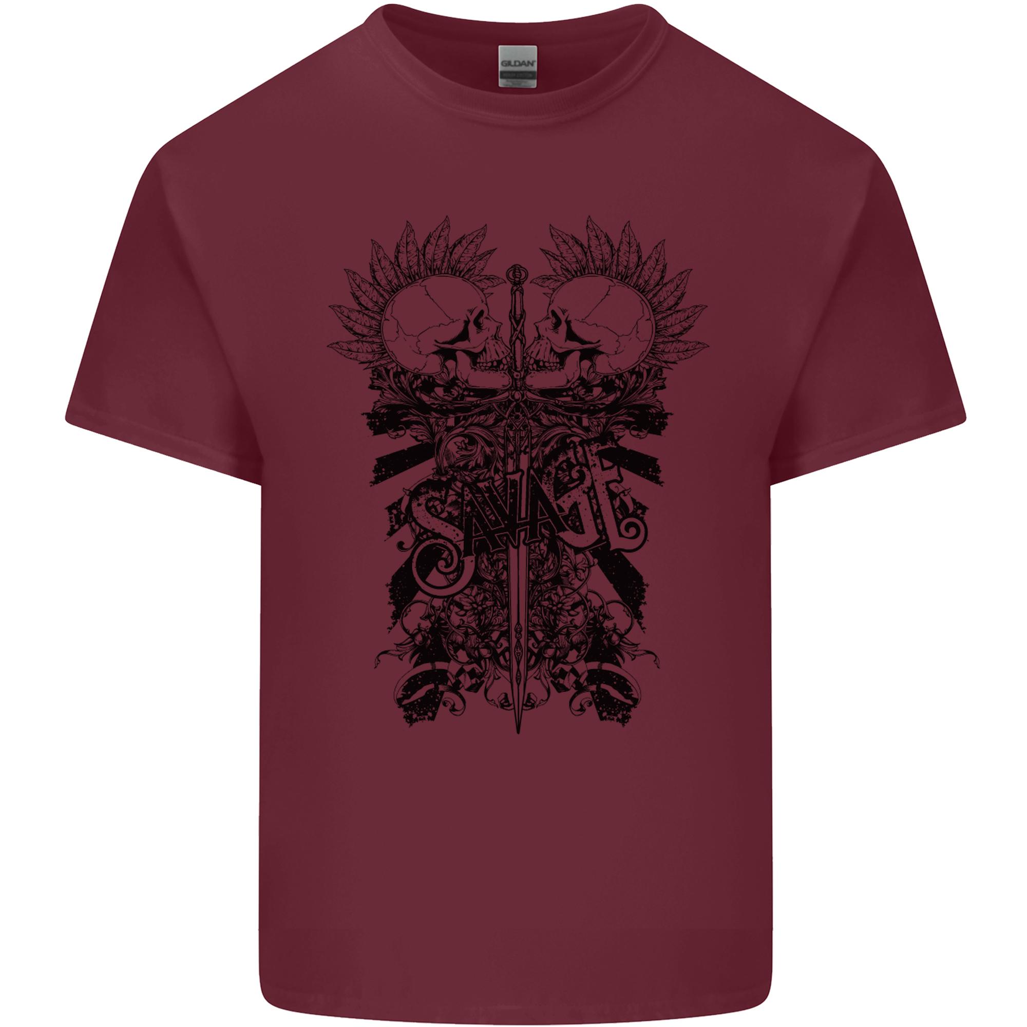 Savage Two Punk Skulls Biker Motorbike Unisexs Light Cotton TShirt S