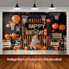 2D Basketball Themed Birthday Backdrop, Black Orange Sports Party Background Cloth