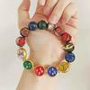 Multi-Treasure Five-Color Glaze God of Wealth Luck-Turning Unisex Bracelet with Gold Foil and Incense Ash Porcelain