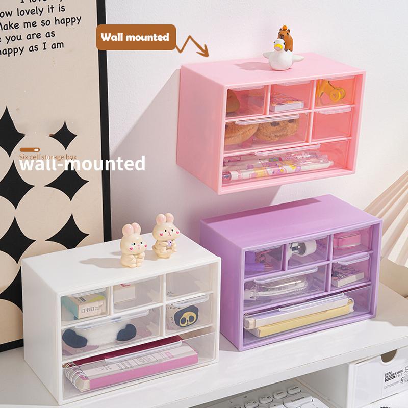 Multi-Layer Desktop Storage Box Large Capacity Dustproof Organizing Box Multifunctional Transparent Six Grid Drawer Storage Box