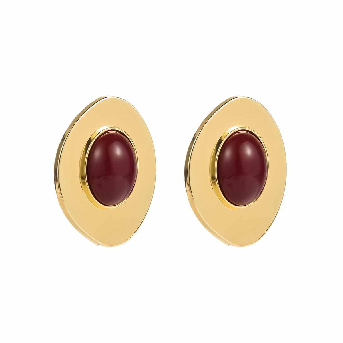 Retro Irregular Geometric Metal Dangle Earrings for Women Ladies Trendy Inlay Oval Resin Pendant Earrings Jewelry Accessories