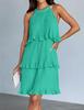 2026 European Sleeveless Patchwork Pleated Hem Women's Dress