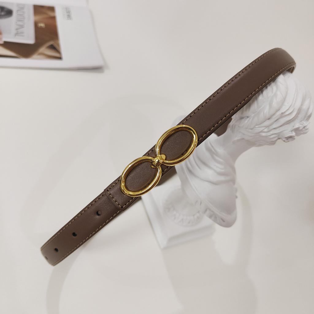 Leather Ladies Interlocking Belt Women'S Decorative Suit Dress Fine Belt Ladies