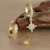 3 Pcs Fashion Stainless Steel Round Star Drop Earrings for Women Trendy Crystal Zirconia Dangle Earring Punk Unisex Rock Jewelry