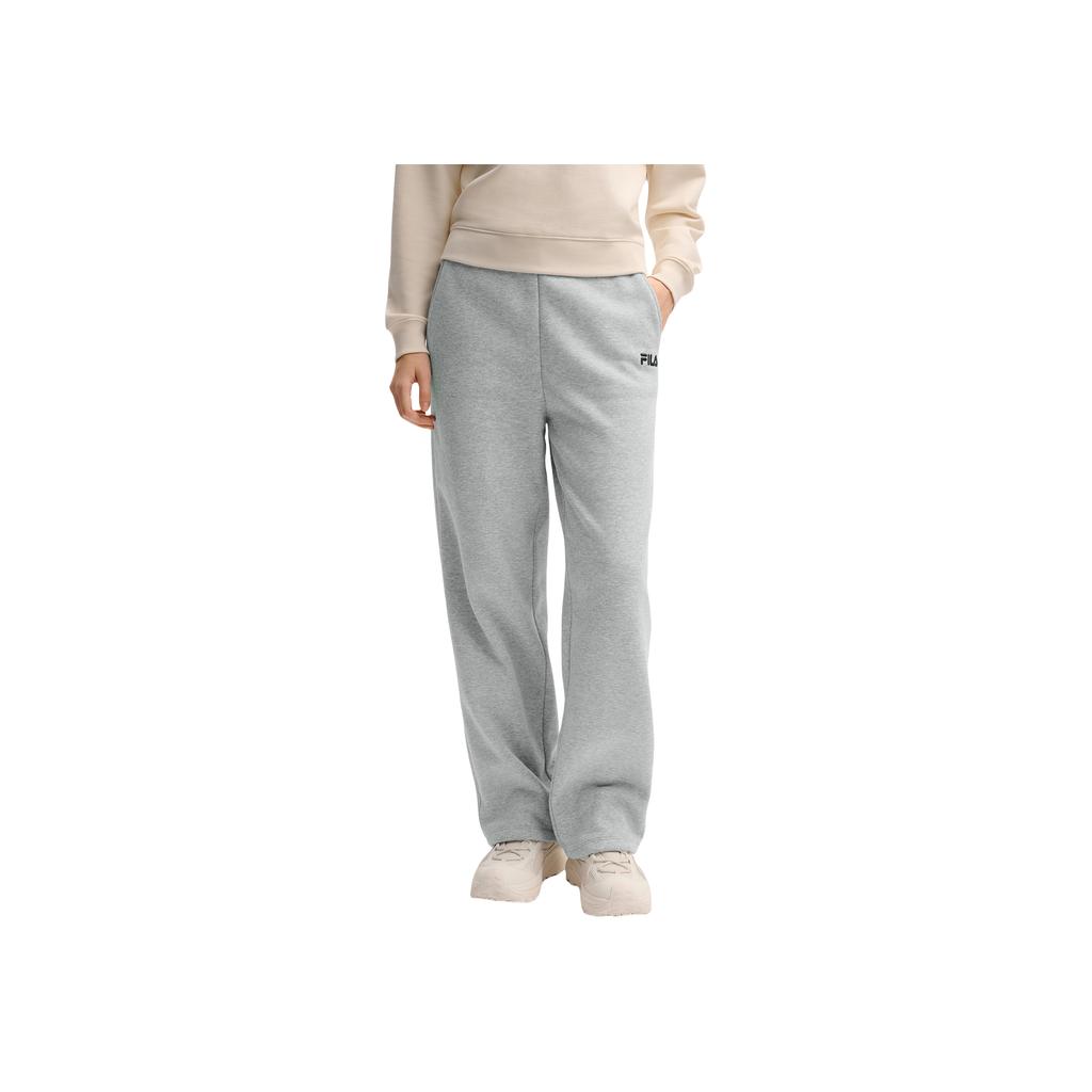 FILA Original Drawstring Womens Fleece Pants Fashion Simple Warm Loose Straight Casual Pants Women pants Cartier-Flower-Gray F51W549602FMG