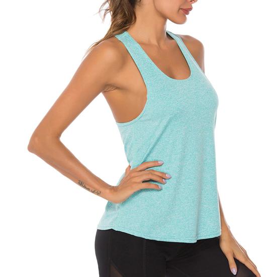 Workout Tank Solid Color Sweat-absorbing Breathable Relaxed-Fit Sleeveless Fitness Polyester Women Athletic Yoga Top Fitness Vest for Girl