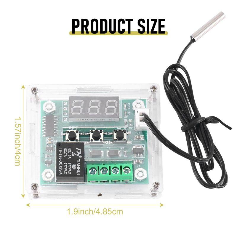 ABWR-4X W1209 DC 12V Thermostat Temperature Control Switch Thermometer Controller With Digital LED Display With Case