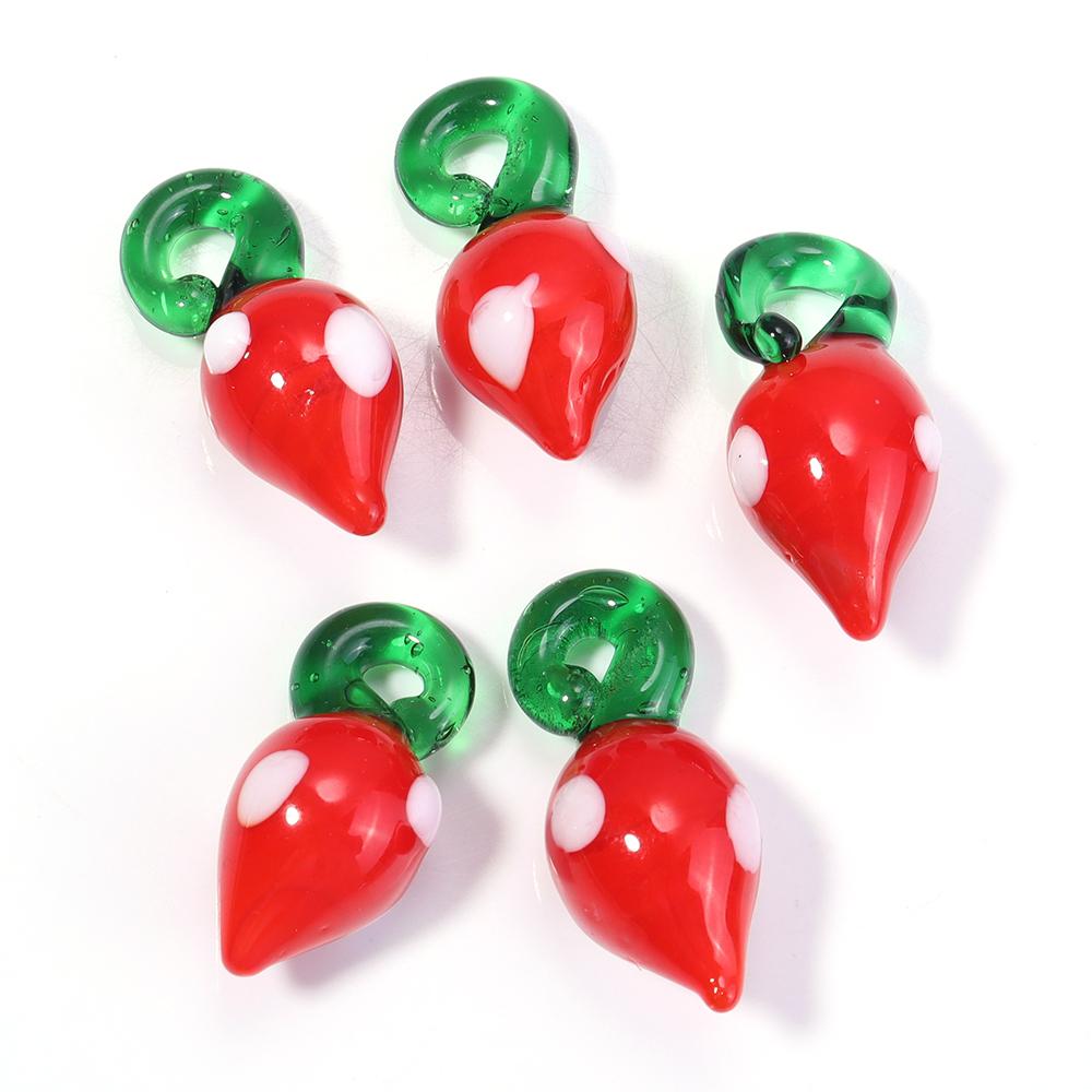 5pcs/lot Vegetables Fruit Glass Charms Pendant Lemon Watermelon Eggplant Grape Pendants For DIY Jewelry Making Necklace Earrings