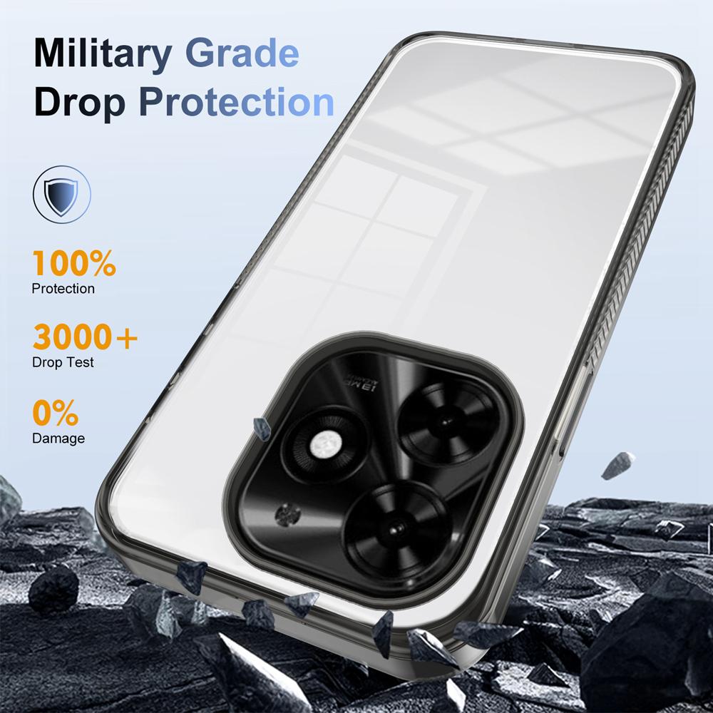 KEYSION Transparent Case for TECNO Spark Go 2024 20 Pro 20C TPU+PC Anti-slip HD Clear Shockproof Phone Cover for Tecno Pop 8