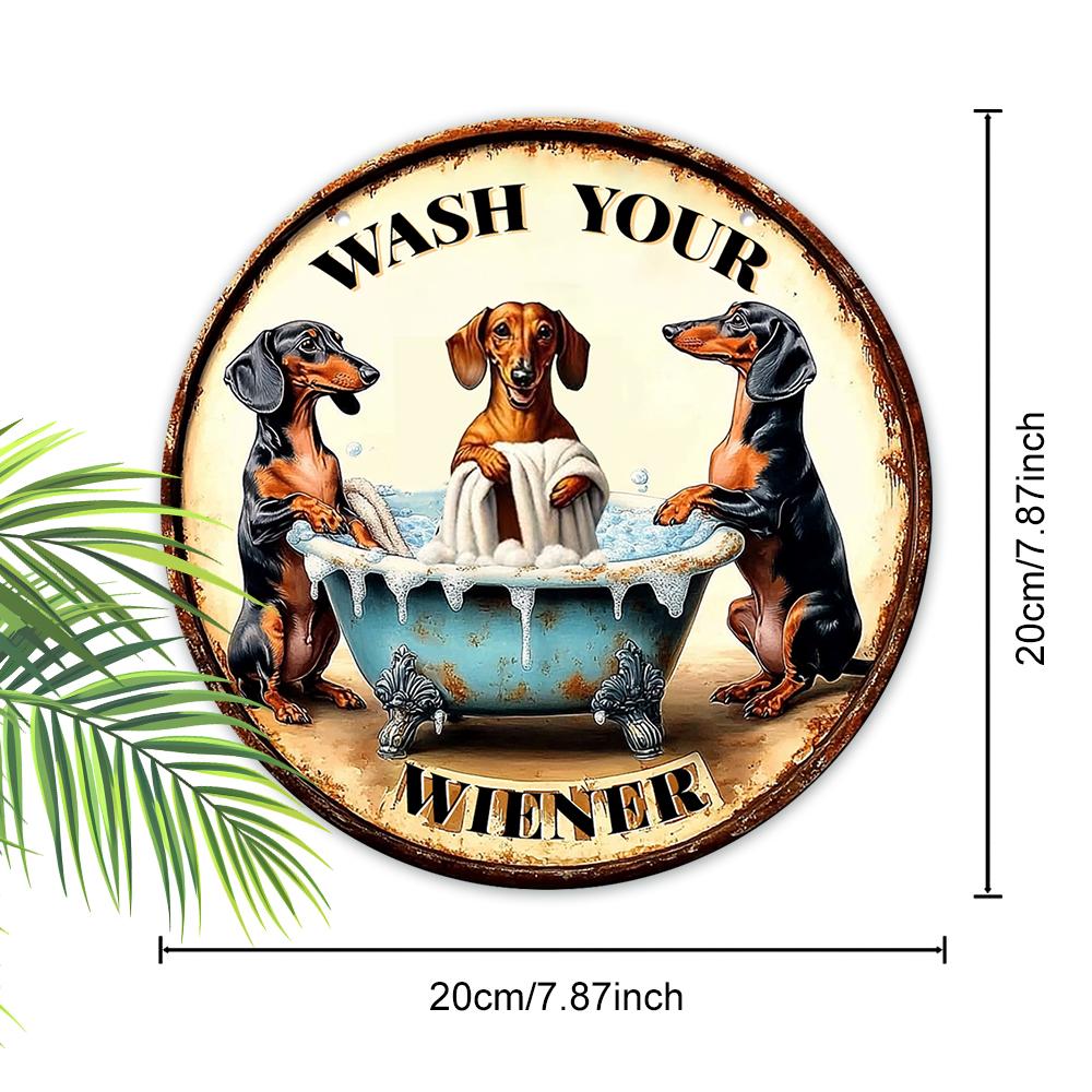 2D Flat Hanging Decorative Signs, Interior Wall or Door Decoration, Garden Decoration, the Pattern Is Three Dachshunds,a Housewarming Gift for Friends