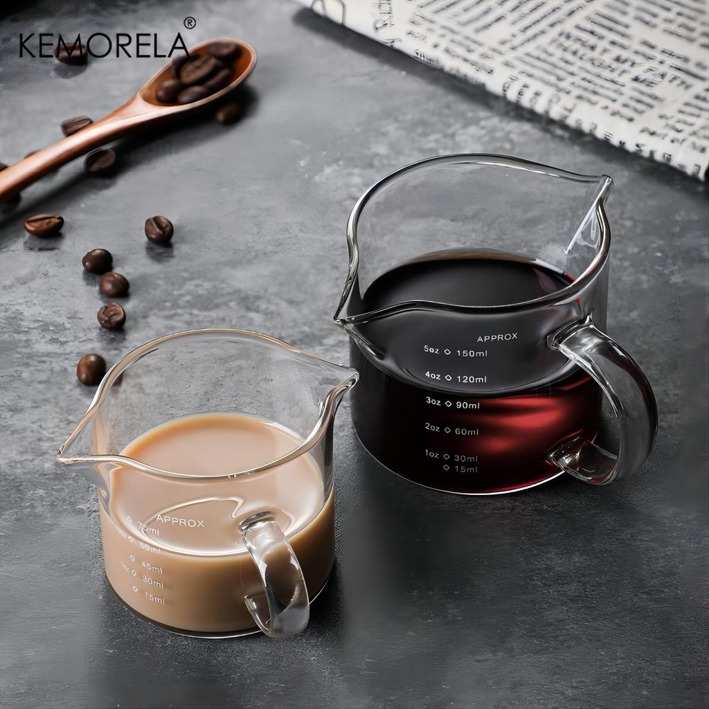 75/150ML Szklana Miarka z Uchwytem Filiżanka do Espresso i Mleka Kubek Kuchenny ze Skalą Dokładny Pojemnik do Gotowania Pieczenia Barista