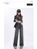 Women's Cement Grey High Waist Wide Leg Jeans - Slimming, Versatile, Trendy Spring & Autumn Pants