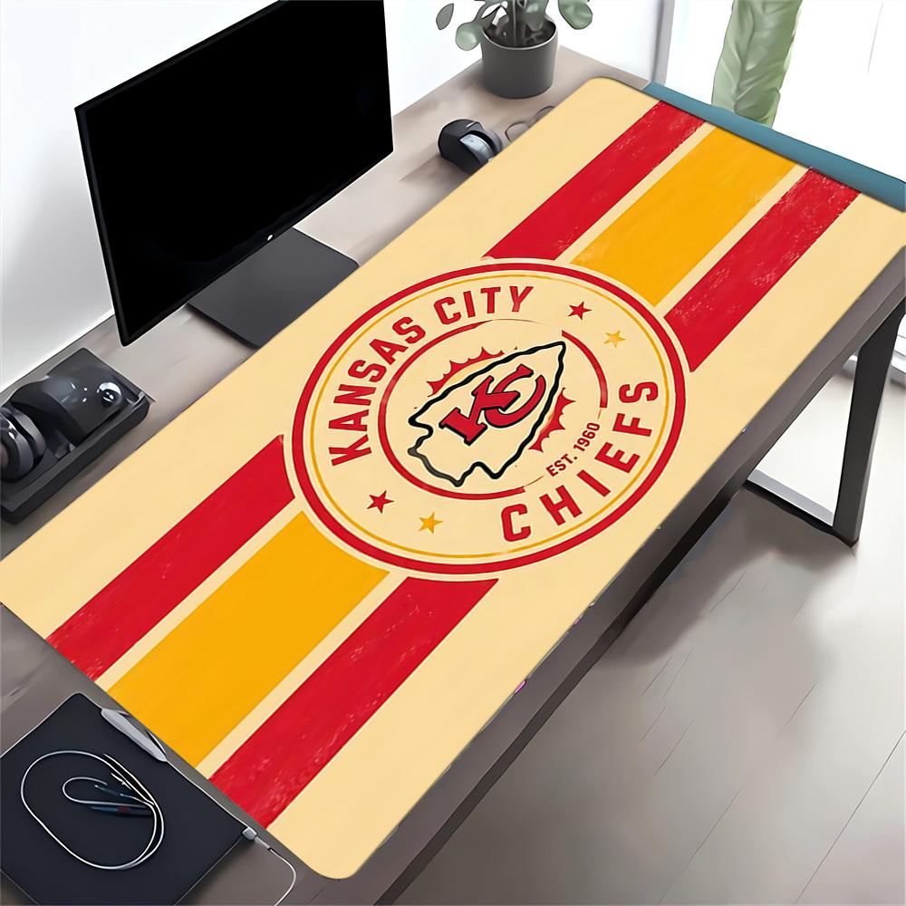 Kansas City Chiefs Emblem Large Gaming Mouse Pad Nonslip Rubber Base Waterproof Desk Mat For Office Pc Laptop