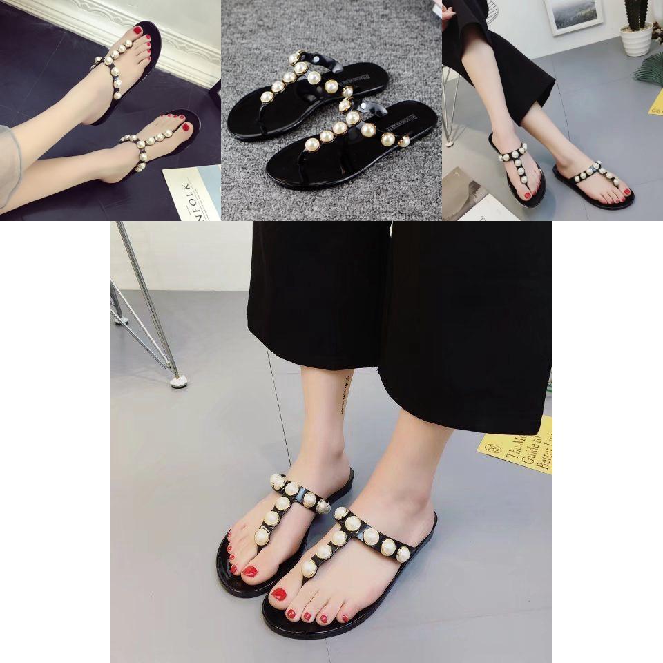Exquisite Women Pearl Flat Beach Flip-flops Slippers For Summer Comfort And Style