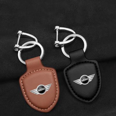 Leather for Mini Cooper JCW R50 R52 R53 R55 R56 F54 F55 F56 F60 CLUBMAN COUNTRYMAN Car Shield Keychain Style Key Holder Pendant
