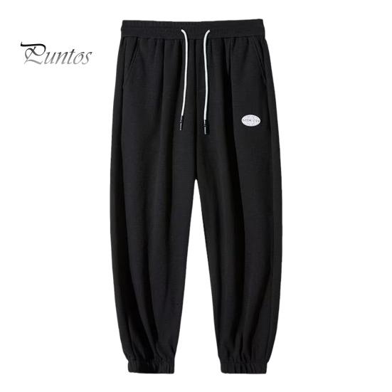 

Чоловічі весняно-осінні брюки з бічними кишенями, еластичною талією на шнурках, тонкі слакси з пов’язкою на щиколотці, однотонні вільні спортивні штани в вуличному стилі M чорний