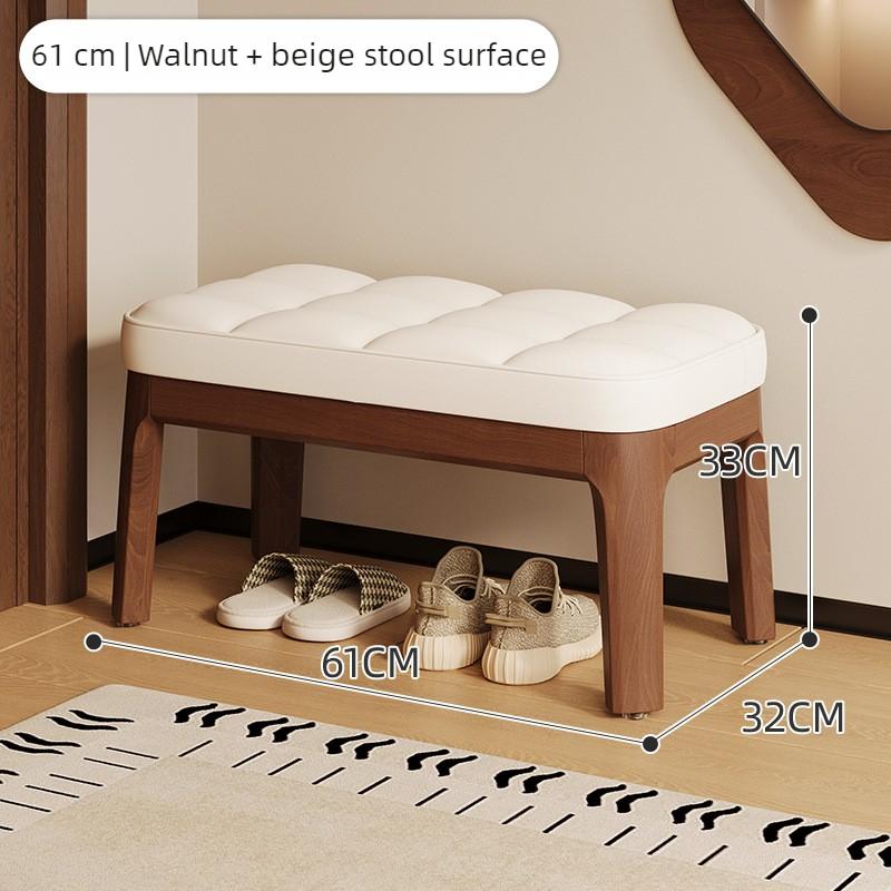 Solid Wood Shoe Changing Stool Portable Relaxing Soft Bench Chair Luxury Entrance Benches Removable Footrest Room Furniture