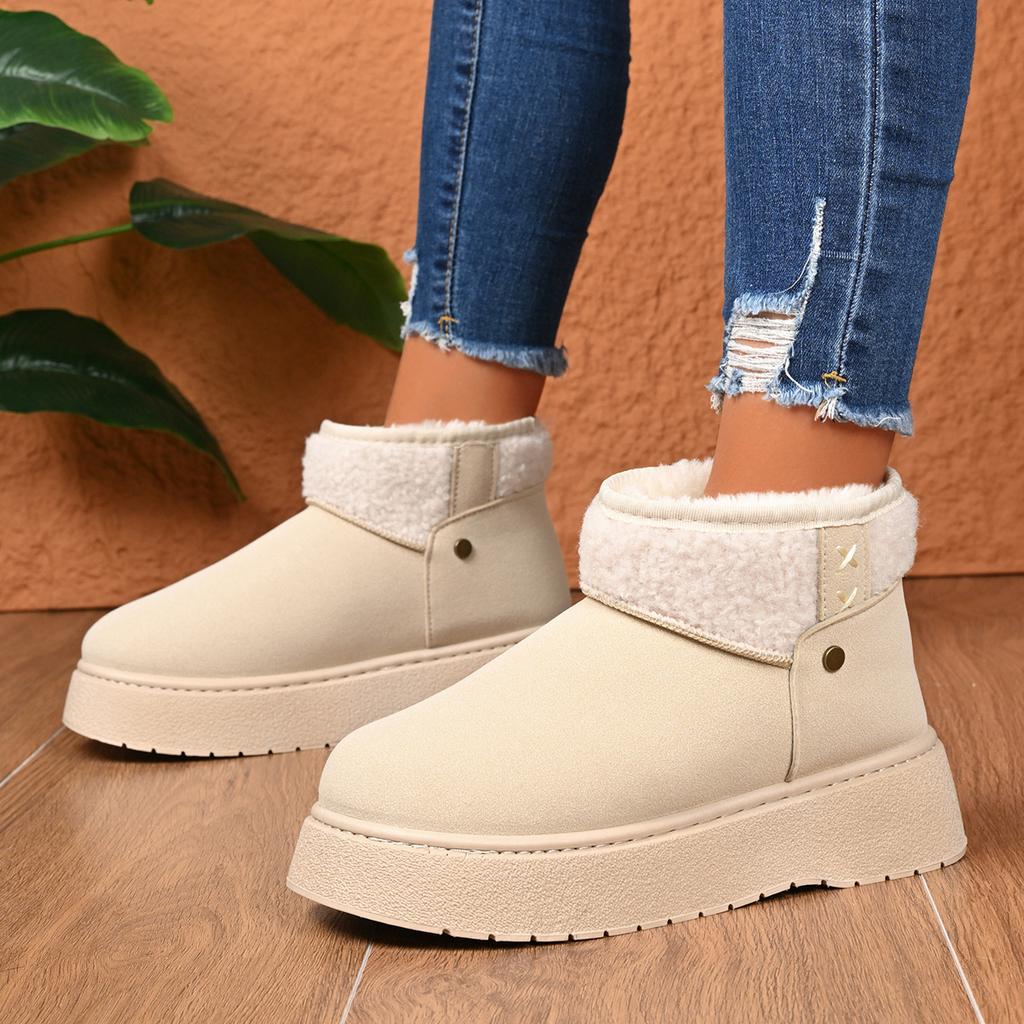 Schneestiefel Damen 2025 neu Winter Samt verdickt warm vielseitige kurze Stiefel Damen Fell integrierte Baumwollschuhe lässig