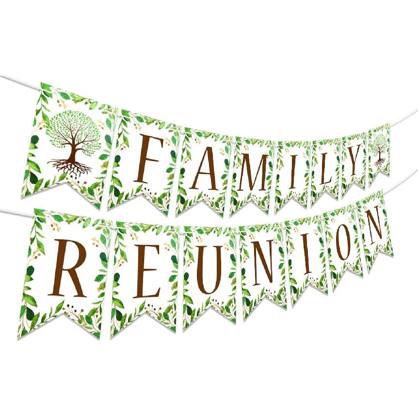 HOWAF Family Reunion Decorations, Family Reunion Banner for Home Summer Families Gatherings Party Supplies,Families Party Bunting Banner,Happiness
