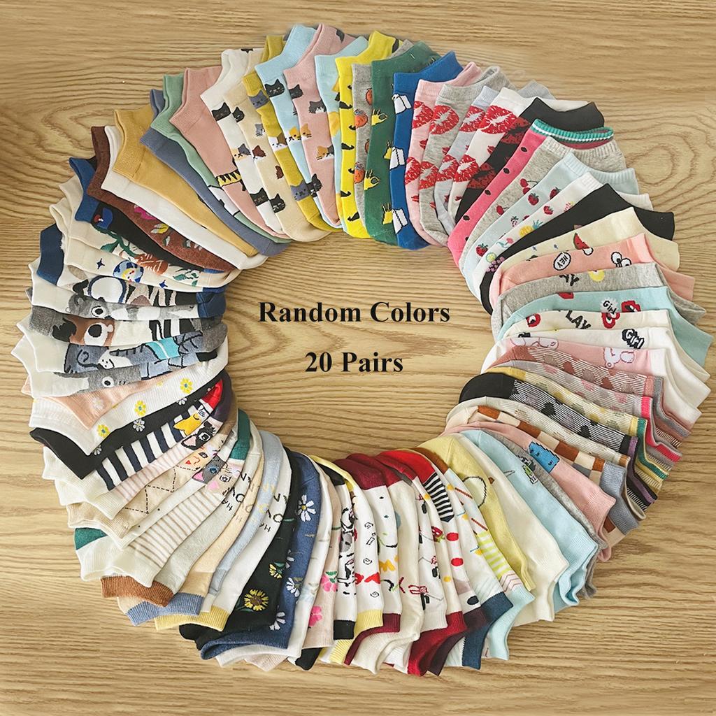 10/20 Perechi Culori Aleatorii Șosete Scurte din Bumbac cu Desene Animate pentru Femei Culori Solide Bomboană Șosete la Modă pentru Fete