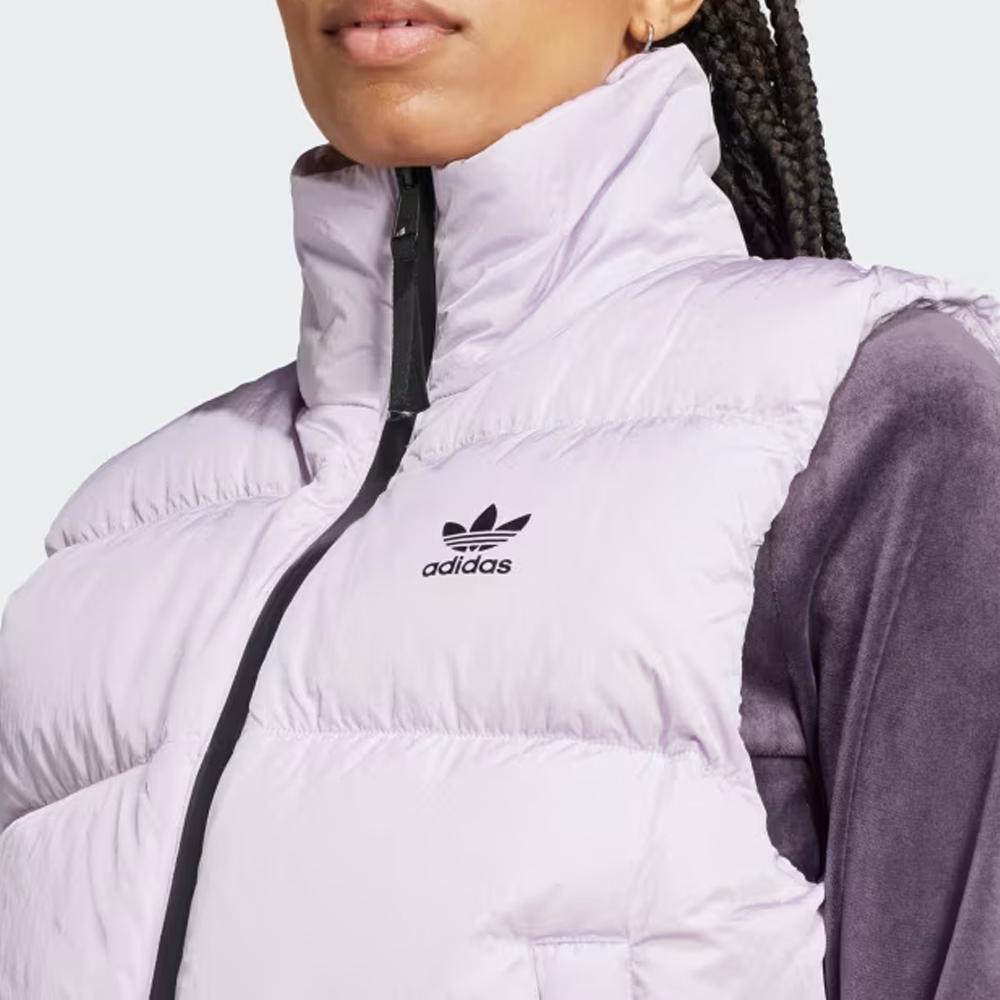 Adidas Logo Print Stand Collar Zipper Loose Vest Women Vest Purple IW8366