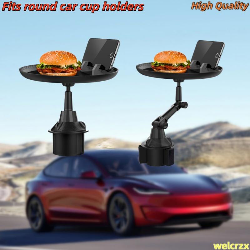 For Round Car Cup Holders, Car Cup Holder Tray, Rotatable Small Dining Table, Coffee & Drink Holder, 2-in-1 Phone Storage