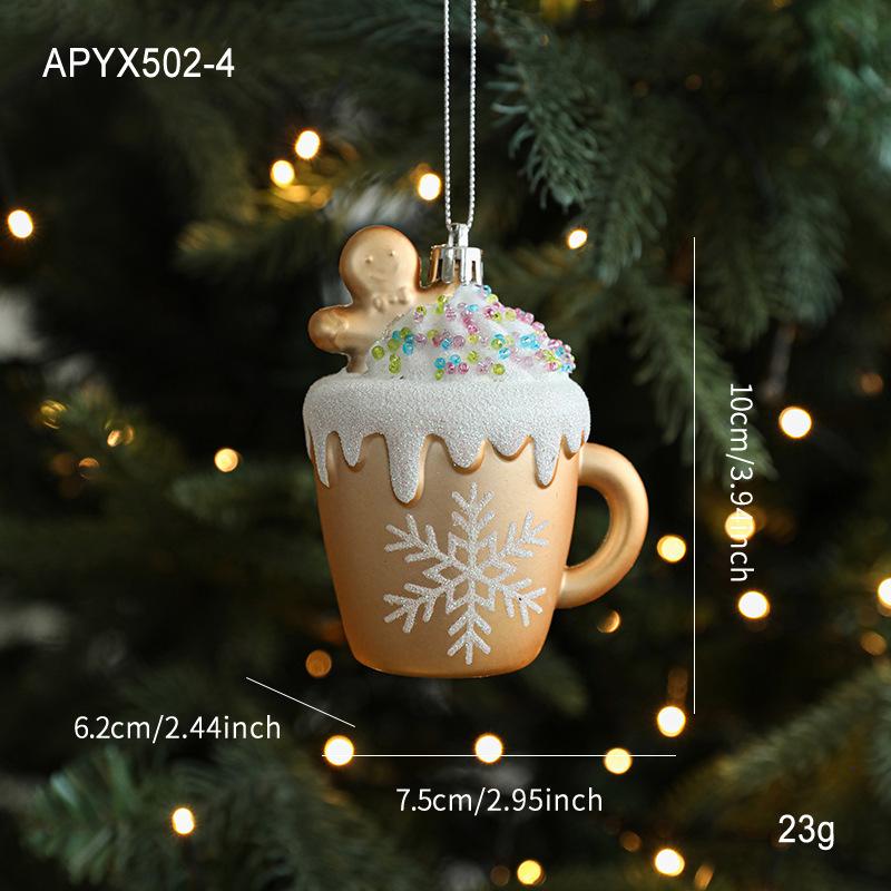 NeGold Red Gold Sticky Powder Plastic Pendant Matte Pink Cartoon Pendant Christmas Tree Window Hanging Decoration