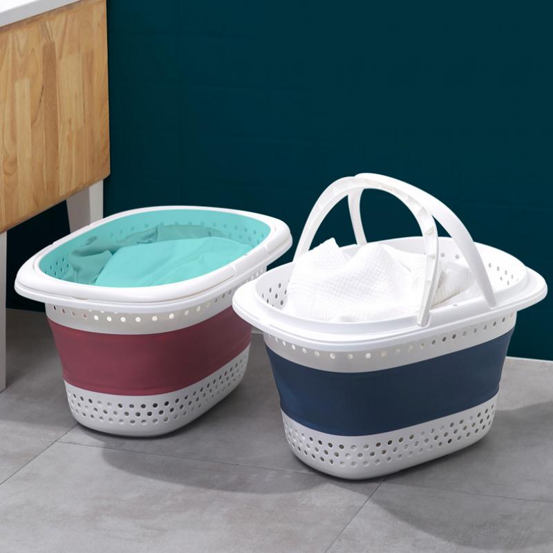 Collapsible Plastic Laundry Basket Folding Pop Up Bathroom Dirty Clothes Basket Household Plastic Large Storage Container