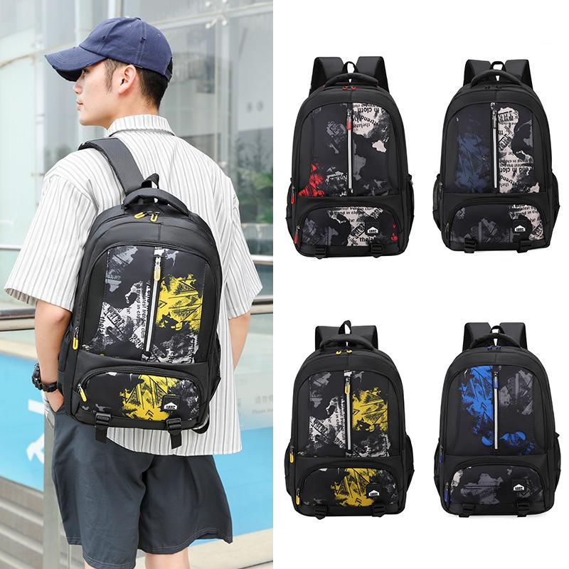 Men's backpack junior high school student schoolbag backpack computer bag burden reduction wear-resistant leisure bag