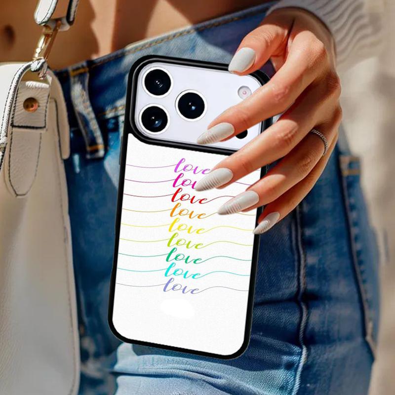 Korean Style Ins Color Line Love Phone Case For iPhone 17 Air 14 15 13 12 Max Cover For Apple 14 15 16 16e 11 Pro Max Plus