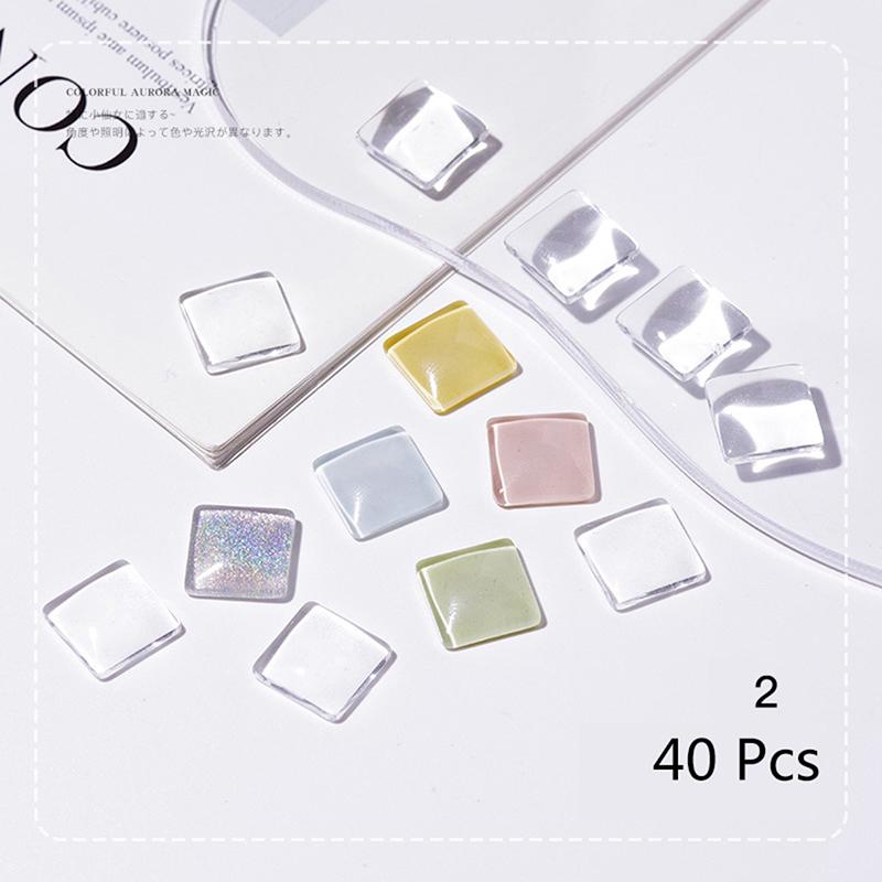 40Pcs Transparent Glass Nail Art Display Showing Polish Color Board Tips Tools