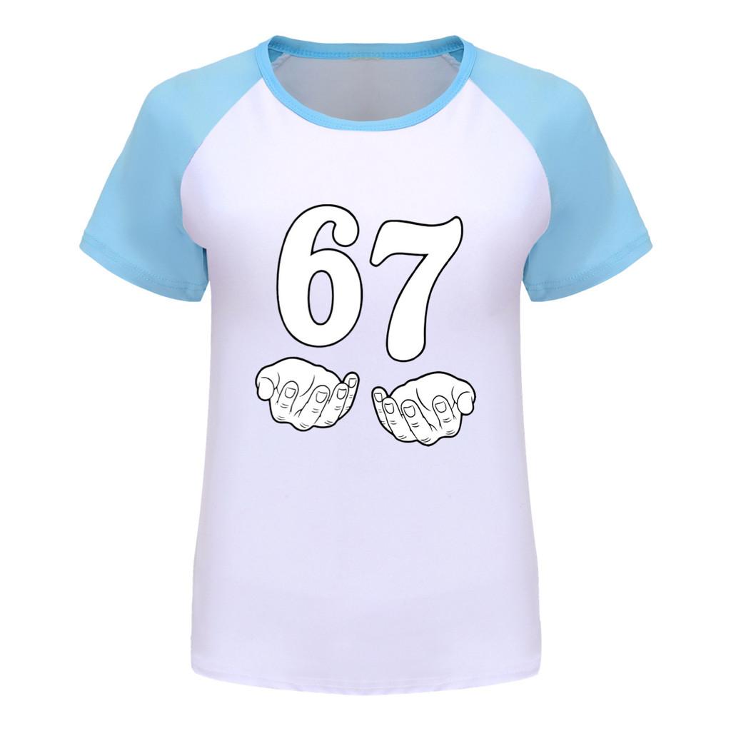 5391 Kids Steal a Brainrot 67 Print Raglan Casual T-Shirt