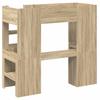 Loft Bed Frame with Desk Sonoma Oak Finish 75 x 190 cm